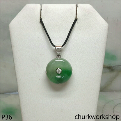 Jade donut pendant 14K gold