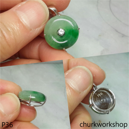 Jade donut pendant 14K gold