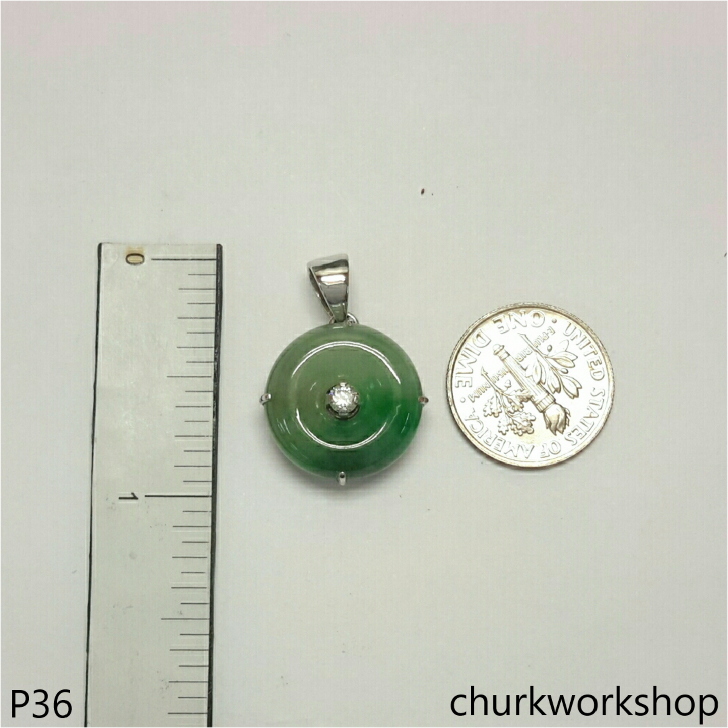 Jade donut pendant 14K gold