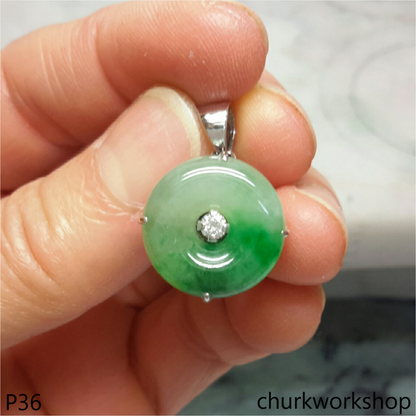 Jade donut pendant 14K gold
