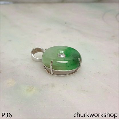Jade donut pendant 14K gold