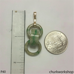 Triple ring pale green jade pendant