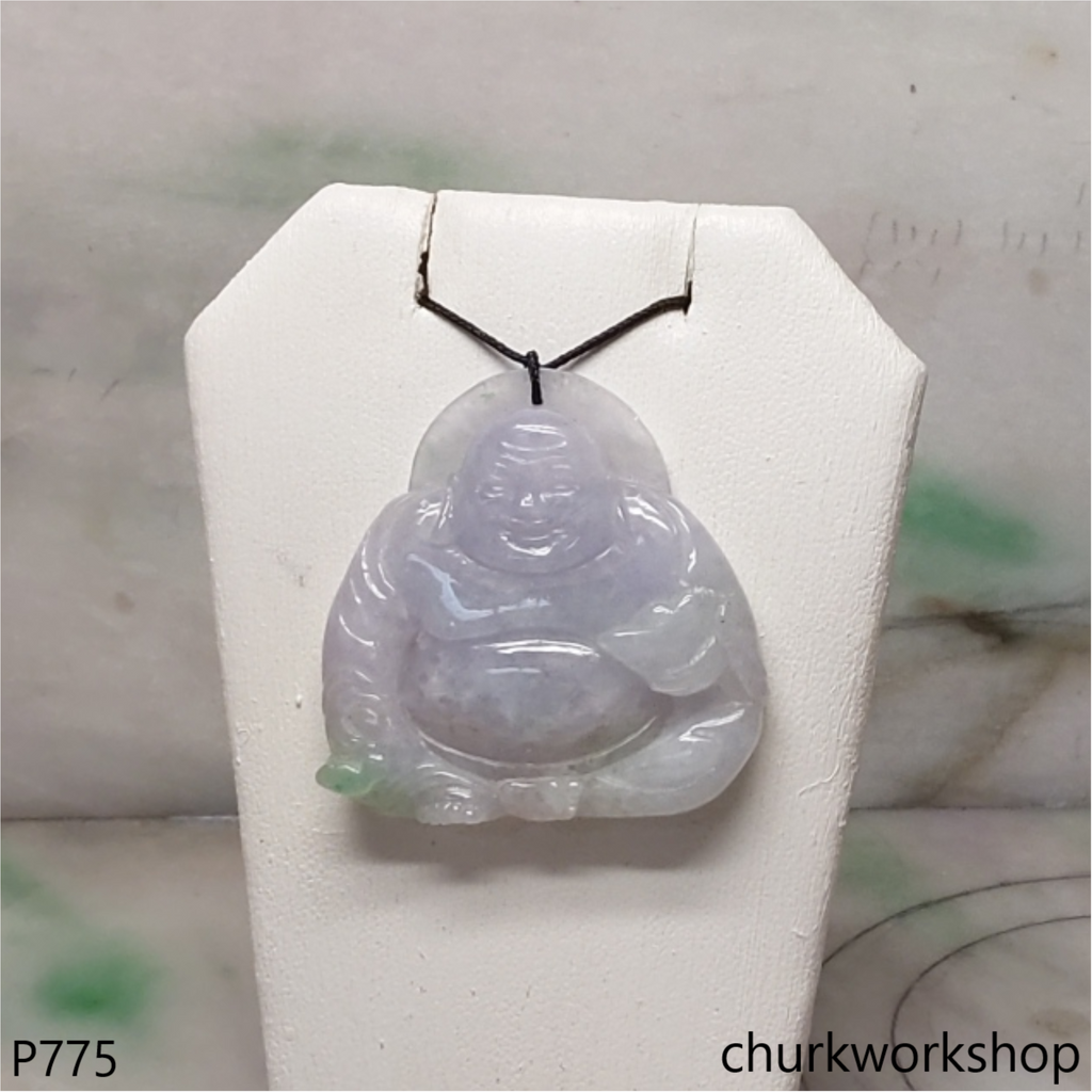 Lavender jade happy Buddha pendant