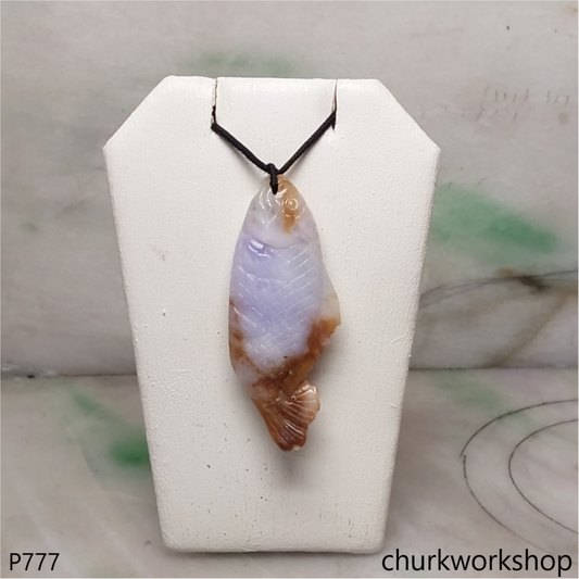 Lavender jade fish pendant