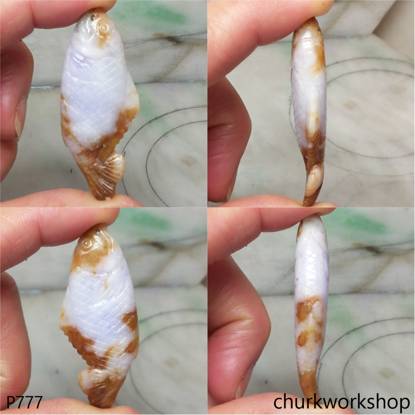 Lavender jade fish pendant