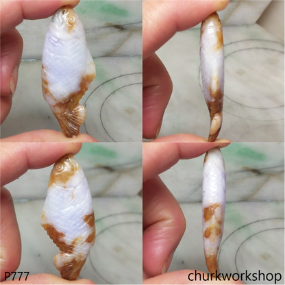 Lavender jade fish pendant