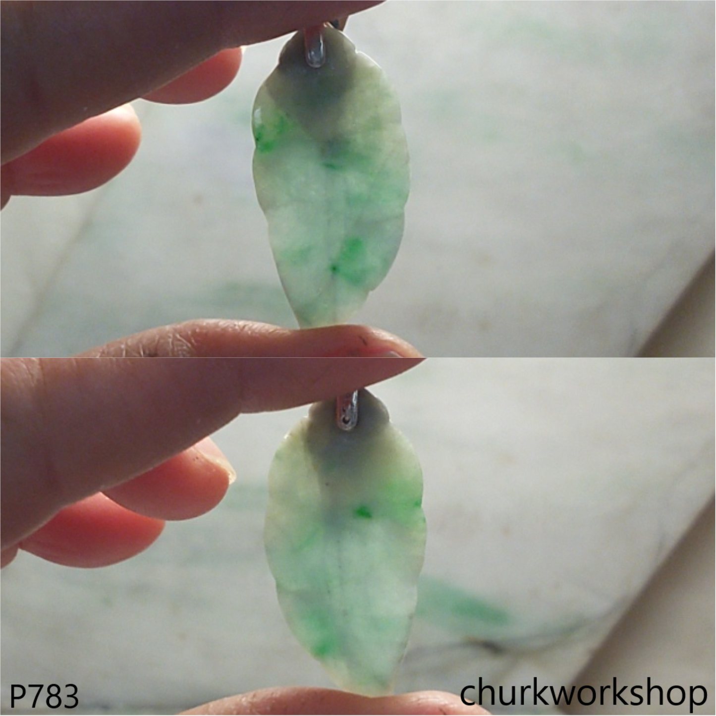 Light green jade leaf pendant