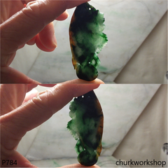 Light & dark bluish green jade fish pendant