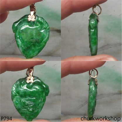 Green jade peach pendant