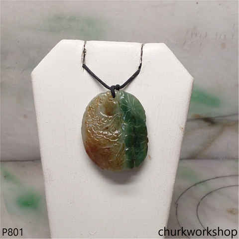 Multi-color jade fish pendant