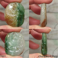 Multi-color jade fish pendant