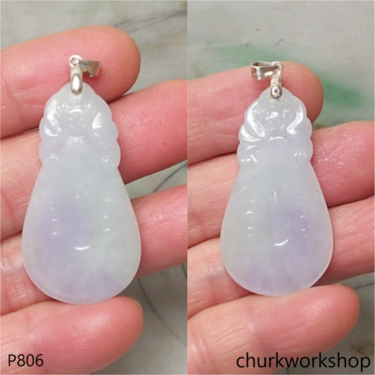 Pale lavender carved jade pendant