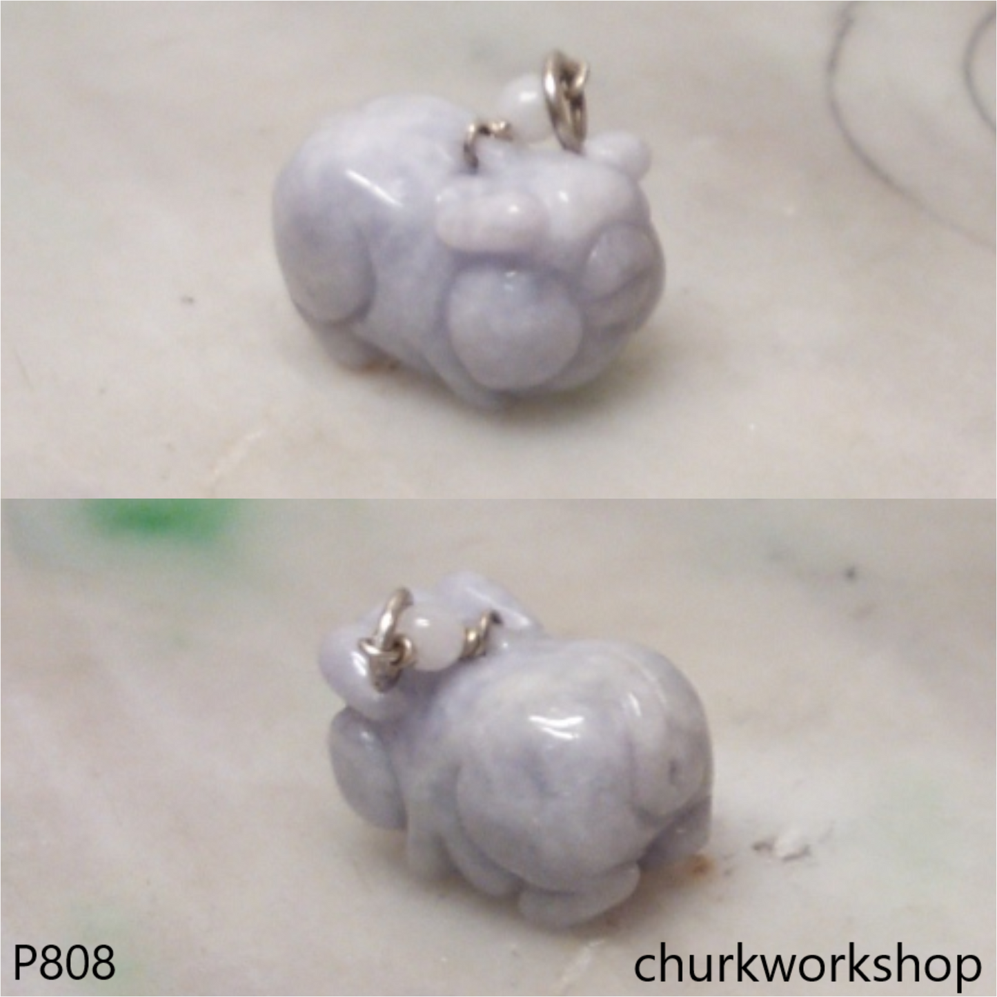 Lavender jade pig pendant