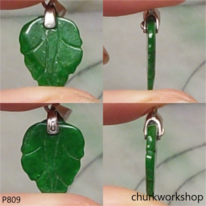 Small green jade leaf pendant