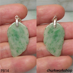 Light green jade leaf pendant
