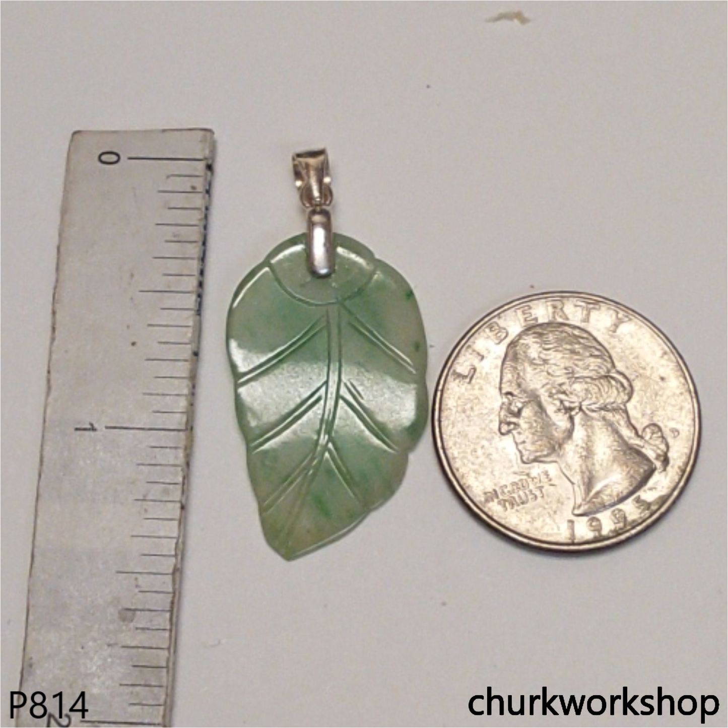 Light green jade leaf pendant