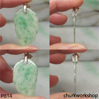 Light green jade leaf pendant