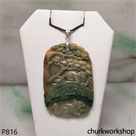 Multicolor jade pendant