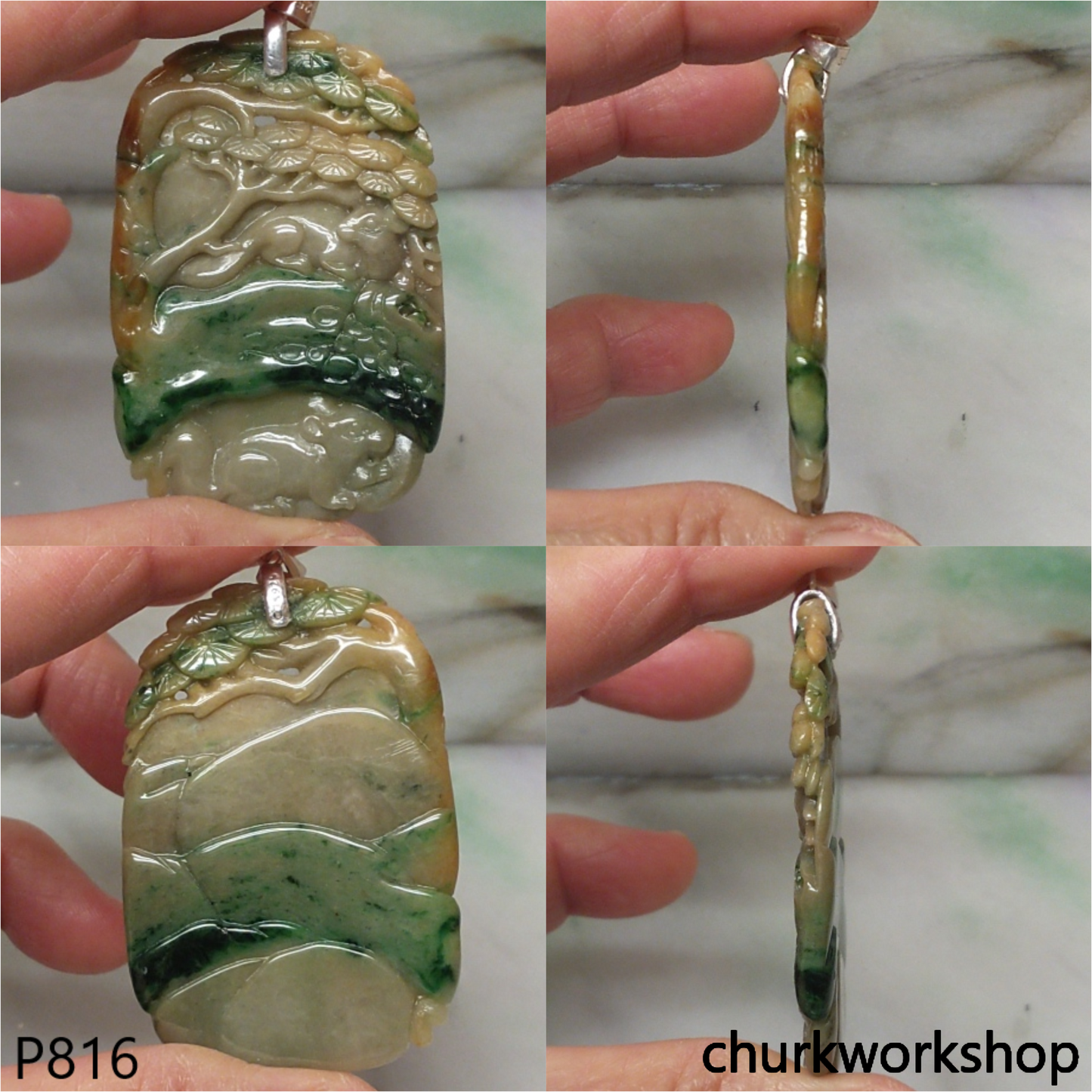 Multicolor jade pendant