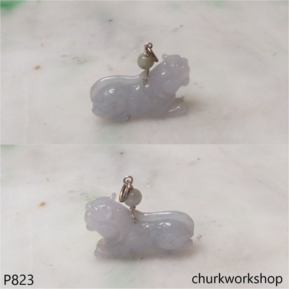 Light lavender jade tiger pendant