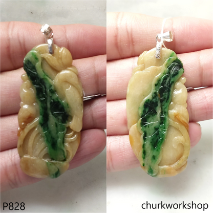 Multicolor jade carving pendant