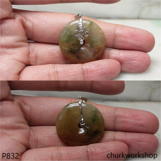 multicolor jade Donut pendant