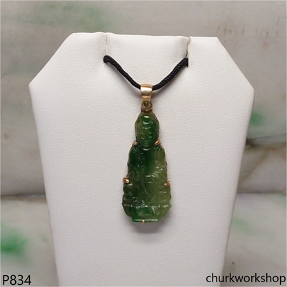 14K green lady Buddha pendant