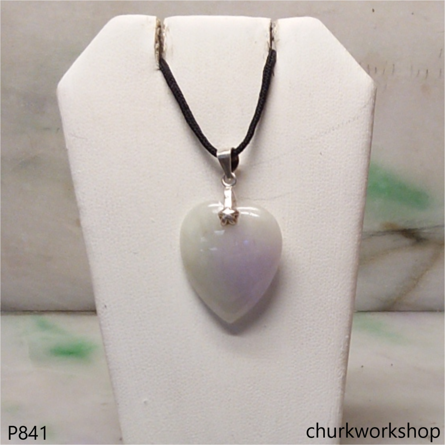 Light lavender jade heart pendant