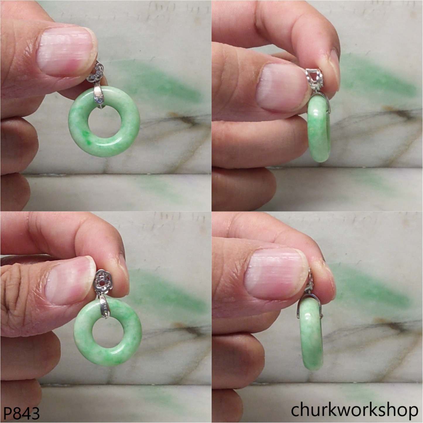 Light apple green round jade pendant