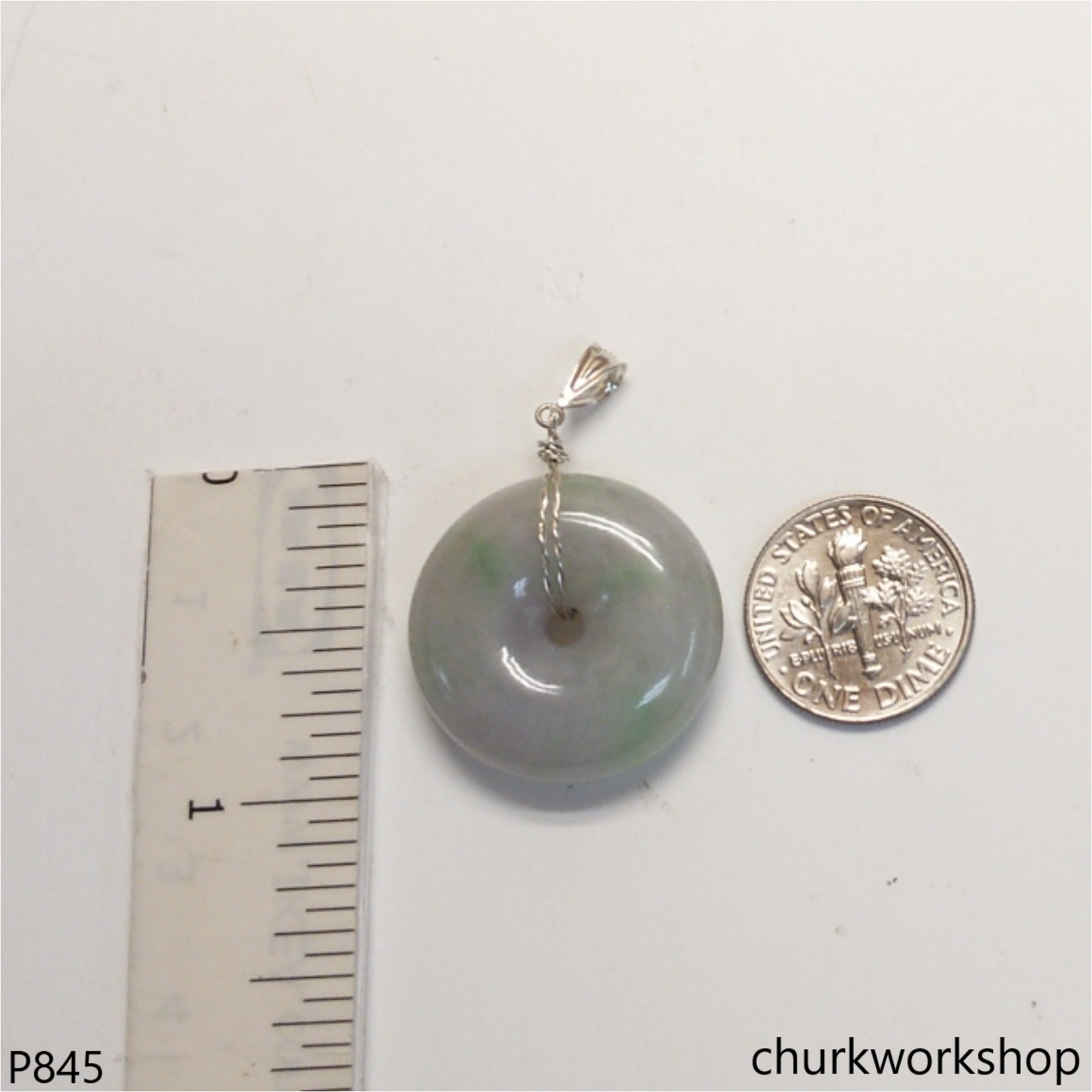 Pale lavender jade Donut pendant