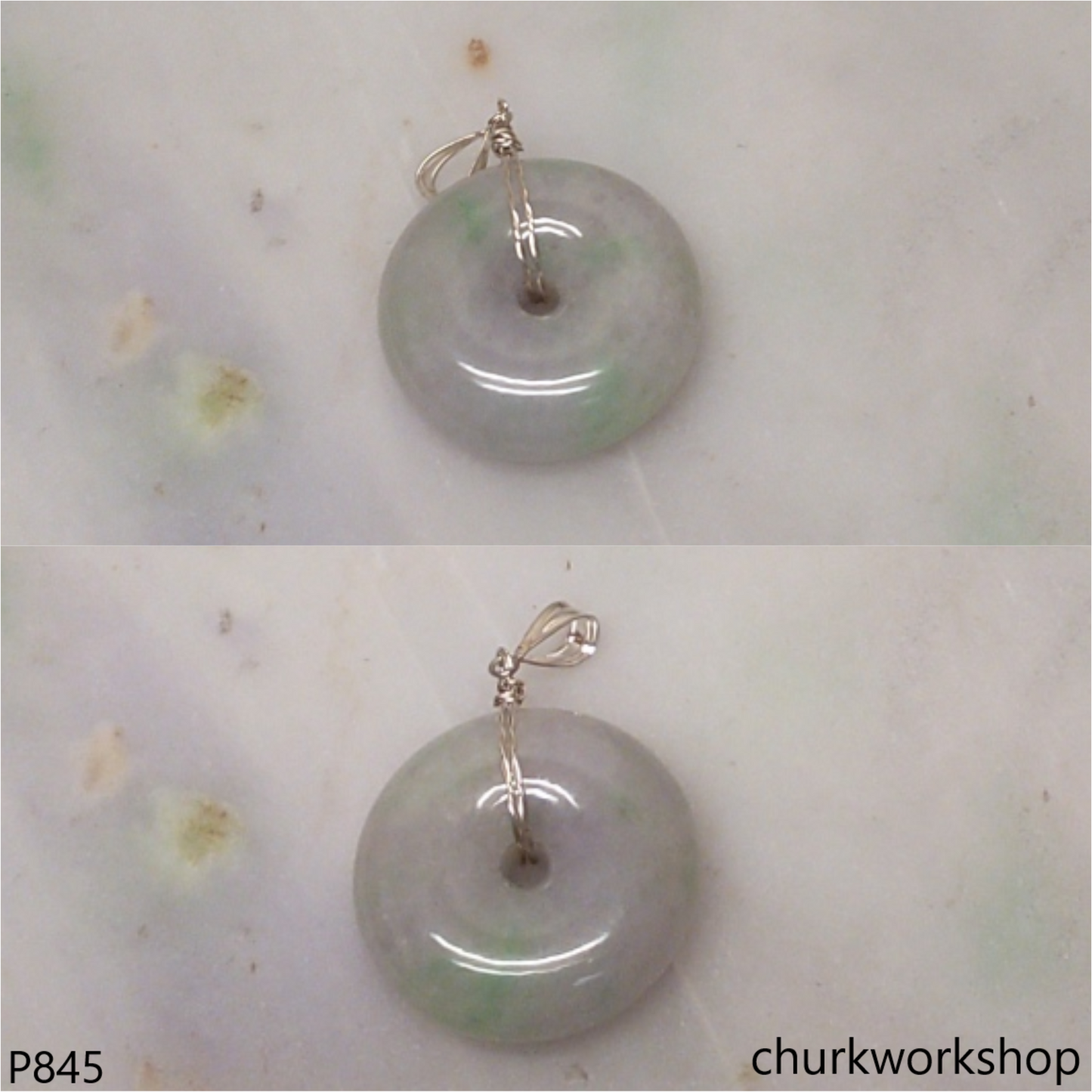 Pale lavender jade Donut pendant