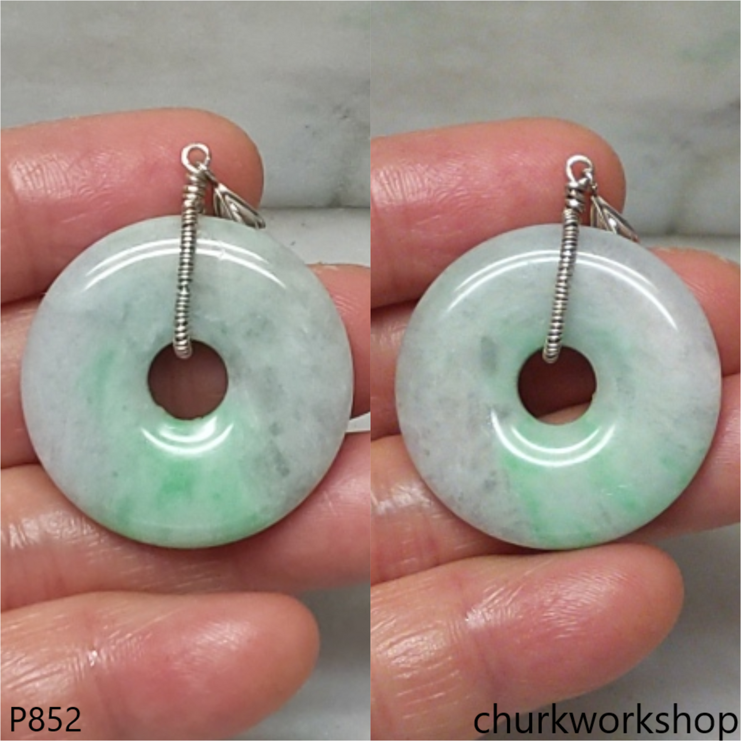 Light green jade Donut pendant