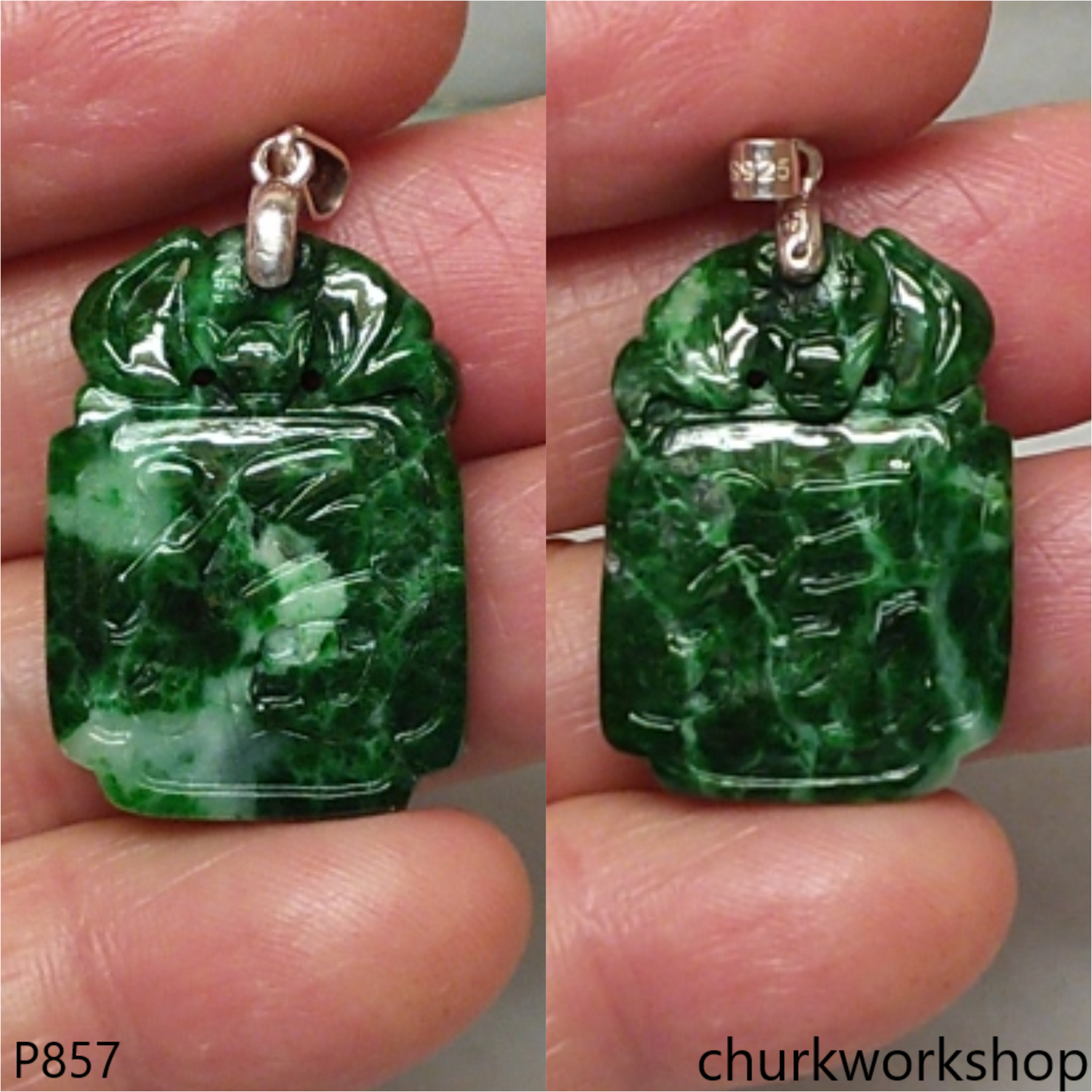 Green jade carving pendant