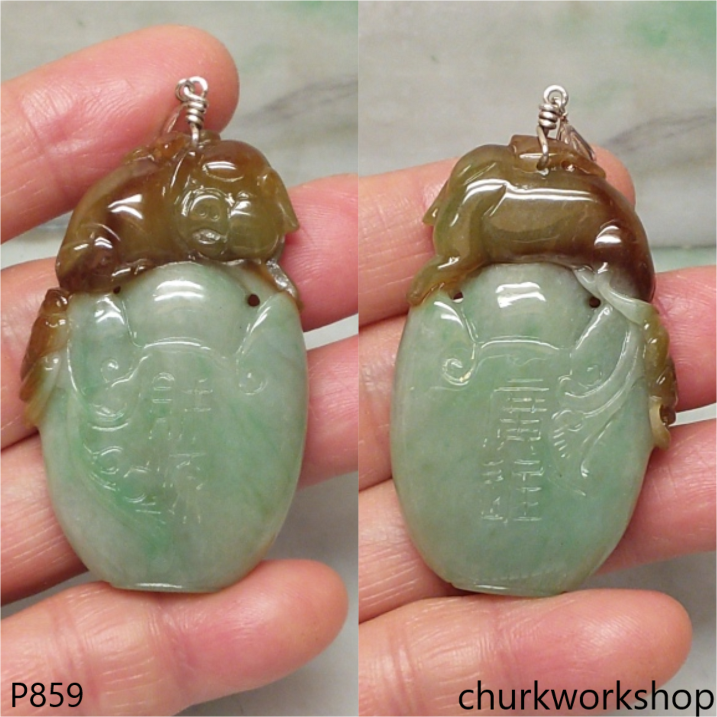 Multi-color jade pendant