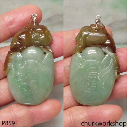 Multi-color jade pendant