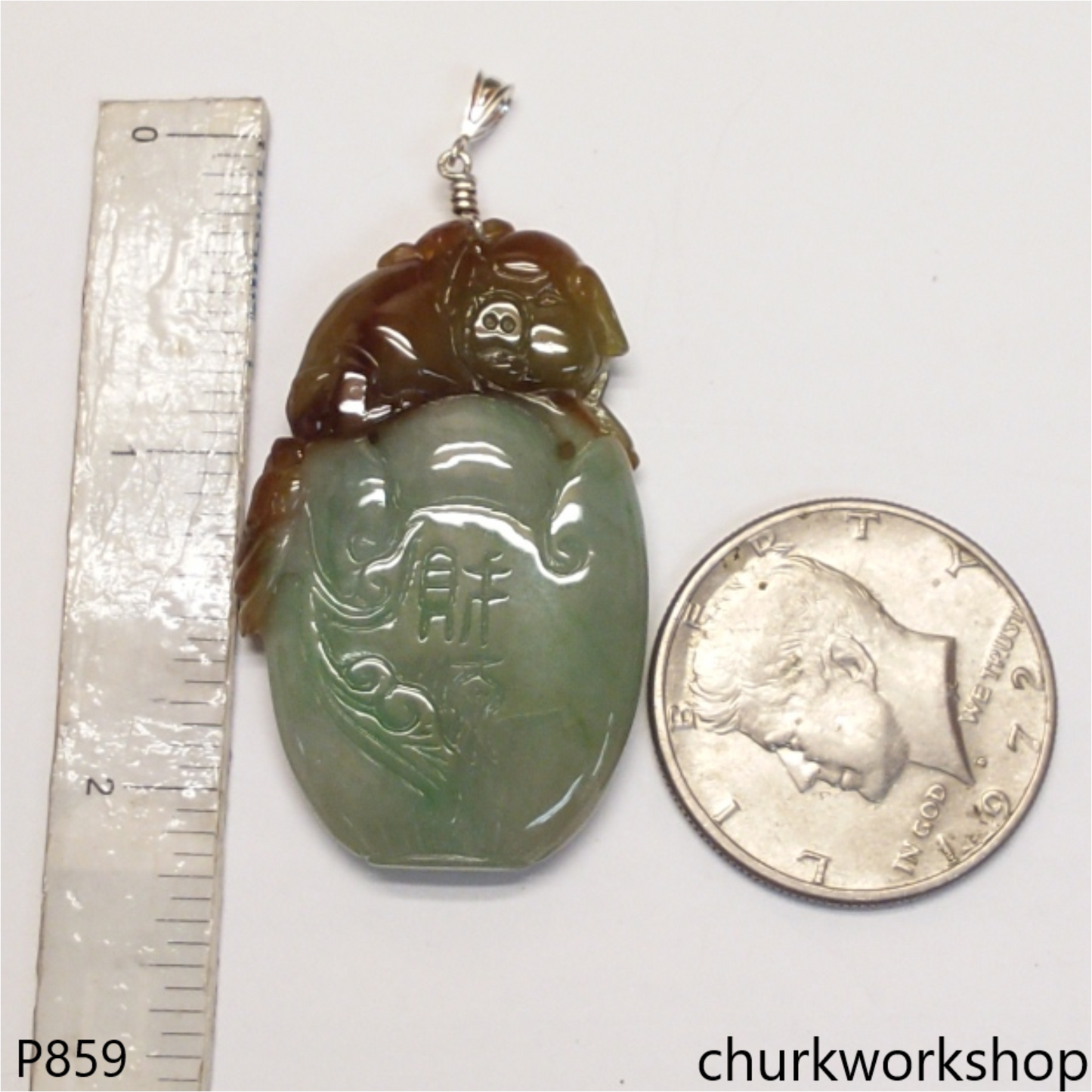 Multi-color jade pendant