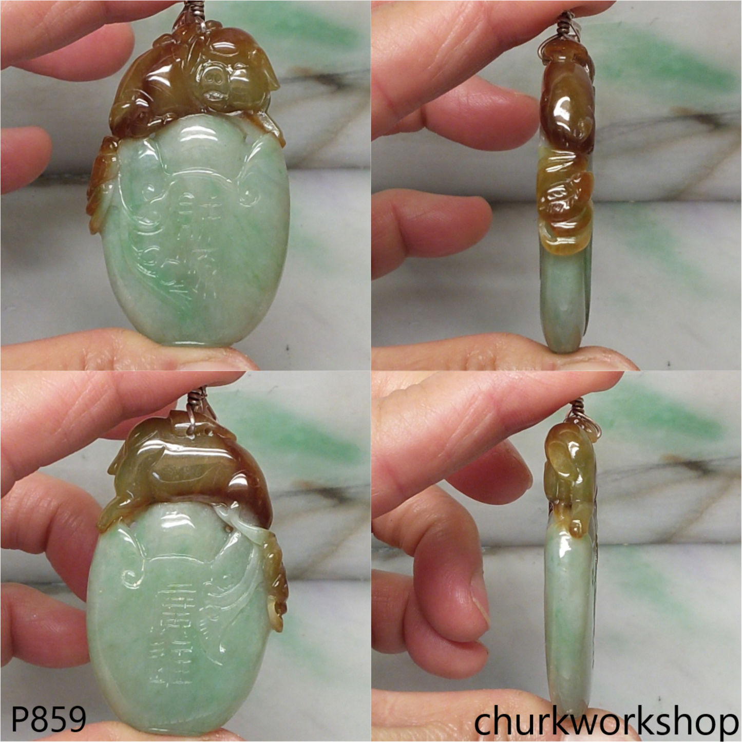 Multi-color jade pendant