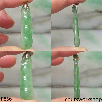 Green jade bean pendant
