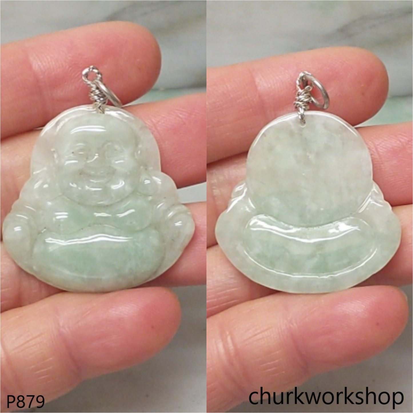 Jade happy Buddha pendant