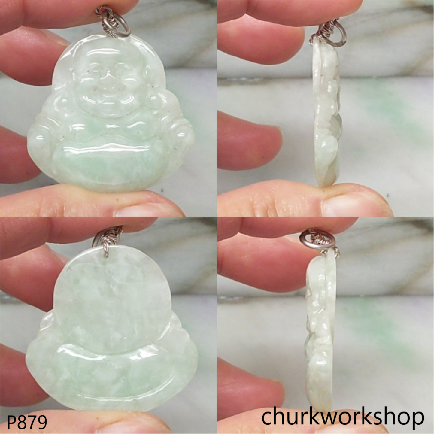 Jade happy Buddha pendant