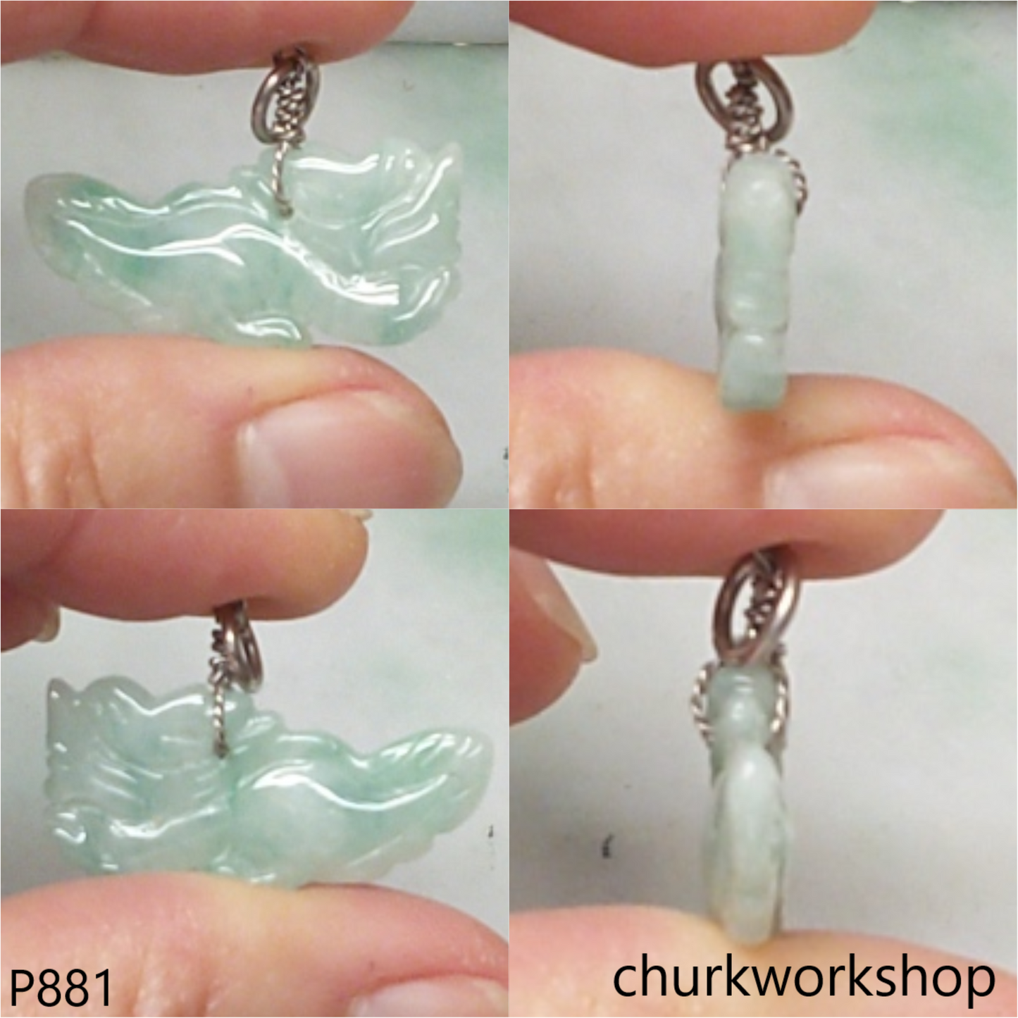 Light green jade dragon pendant