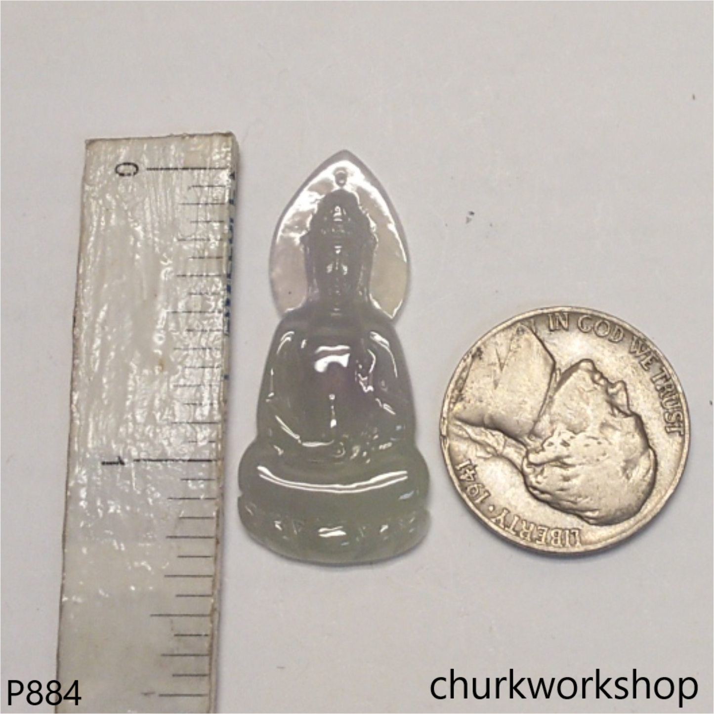 Pale lavender mix green jade lady Buddha