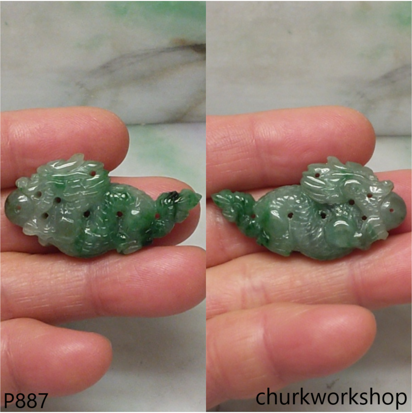Bluish green jade dragon pendant