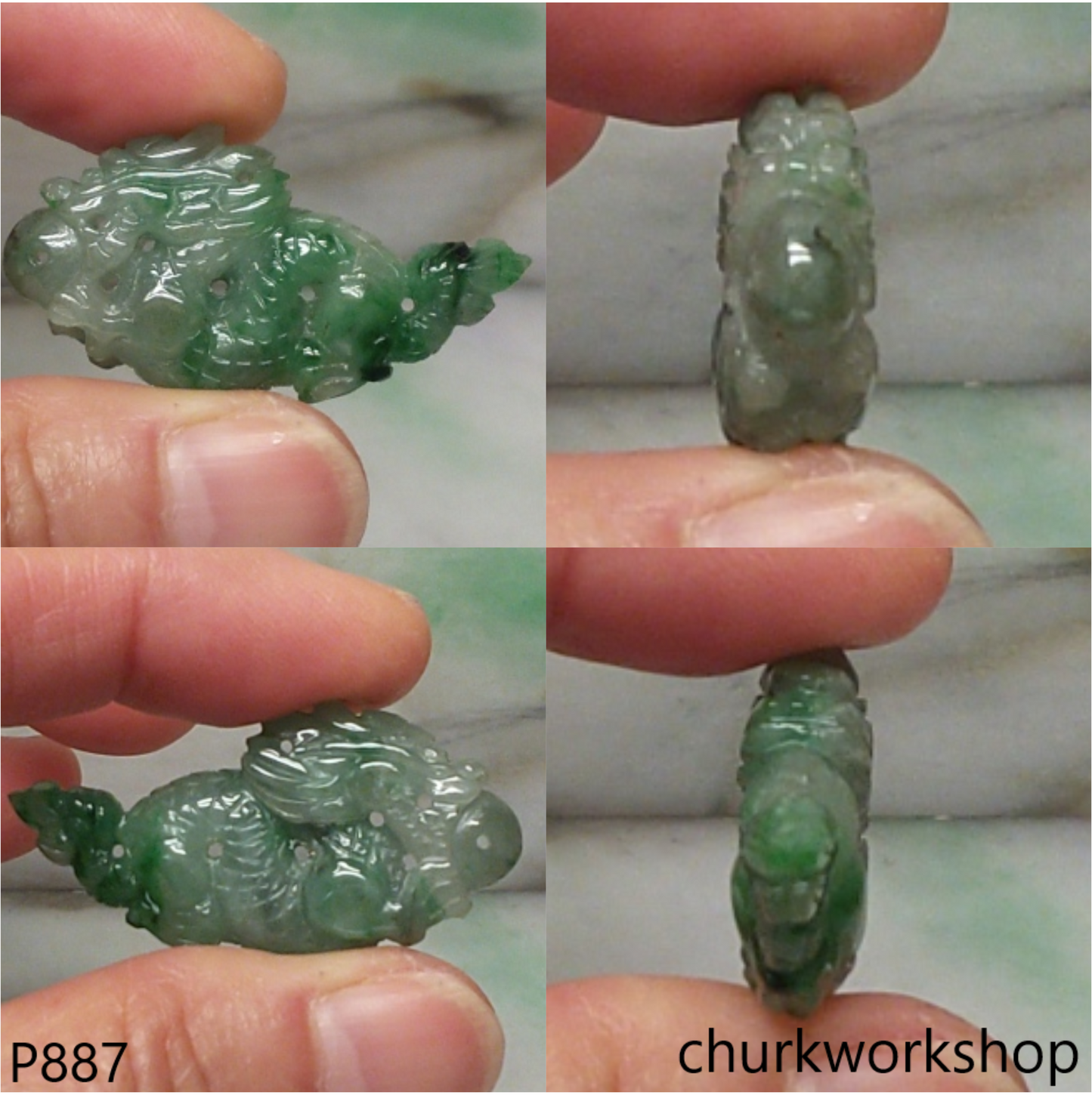 Bluish green jade dragon pendant