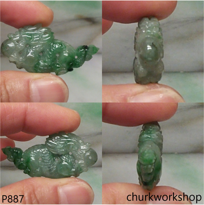 Bluish green jade dragon pendant