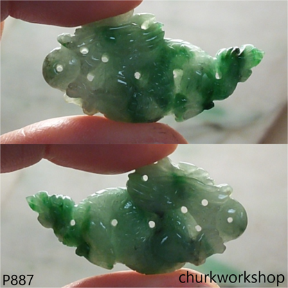 Bluish green jade dragon pendant