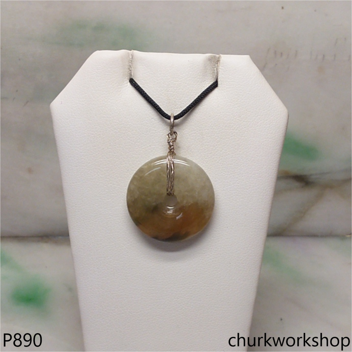Multi color jade donut pendant