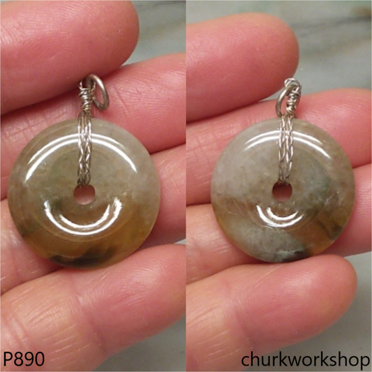 Multi color jade donut pendant