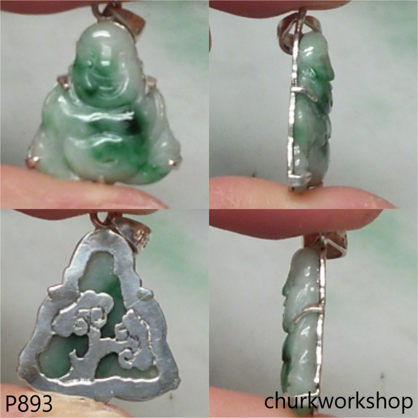 Jade happy small Buddha pendant