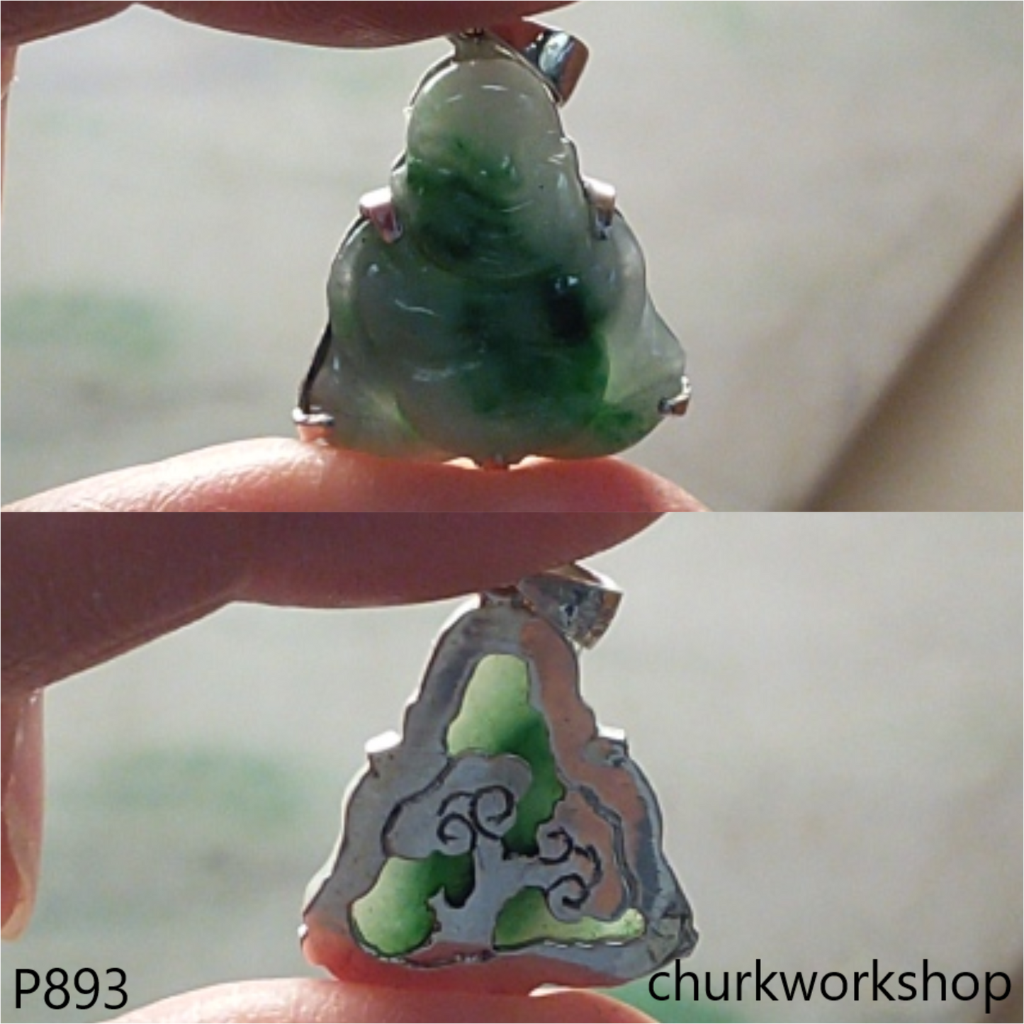 Jade happy small Buddha pendant